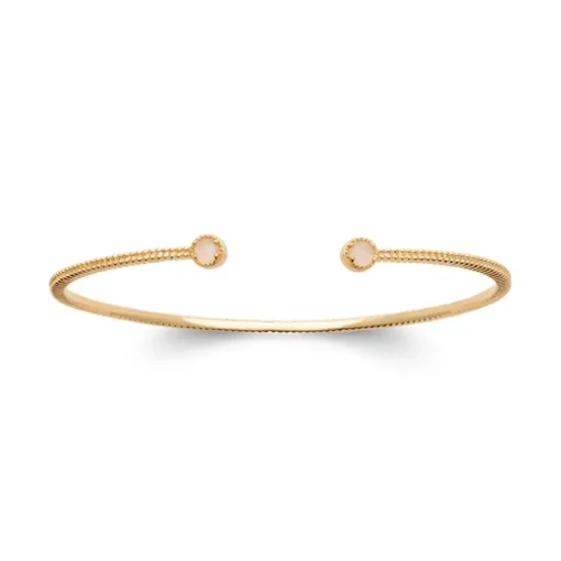 Bracelet Femme Jonc EDORA COLLECTION HARMONY Plaqué Or Quartz Rose