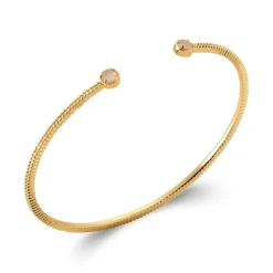 Bracelet Femme Jonc EDORA COLLECTION HARMONY Plaqué Or Quartz Rose