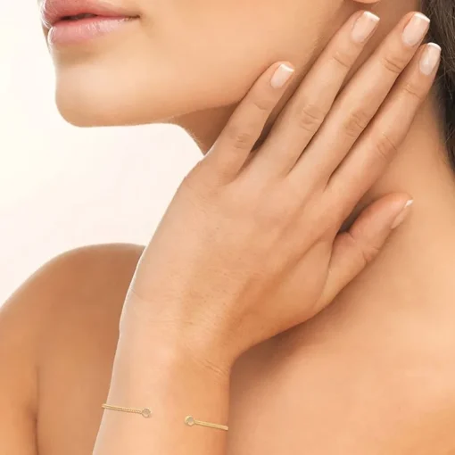 Bracelet Femme Jonc EDORA COLLECTION HARMONY Plaqué Or Quartz Rose