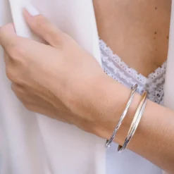 Bracelet Femme Jonc Flexible Sans Charnière OR 375/1000 Bicolore