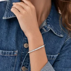 Bracelet Femme Jonc FOSSIL Sadie Shine Bright Acier Argenté JF04420040
