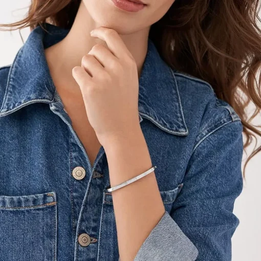 Bracelet Femme Jonc FOSSIL Sadie Shine Bright Acier Argenté JF04420040