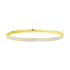 Bracelet Femme Jonc Ouvrant OR 375/1000 Jaune et Glitter