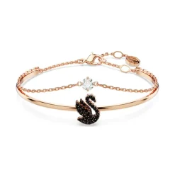 Bracelet Femme Jonc Swan SWAROVSKI Métal Doré Rose et Cristaux 5678048