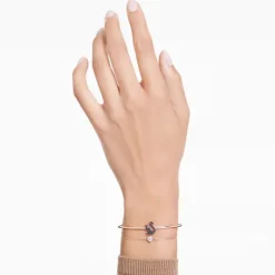 Bracelet Femme Jonc Swan SWAROVSKI Métal Doré Rose et Cristaux 5678048