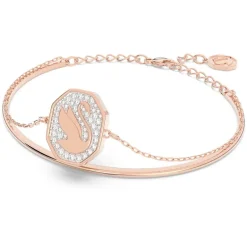 Bracelet femme jonc Swarovski Signum métal doré rose et cristaux