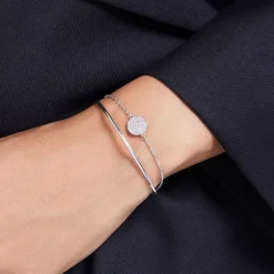 Bracelet Femme Jonc Swarovski Sublima Métal Argenté et Cristaux 5683447