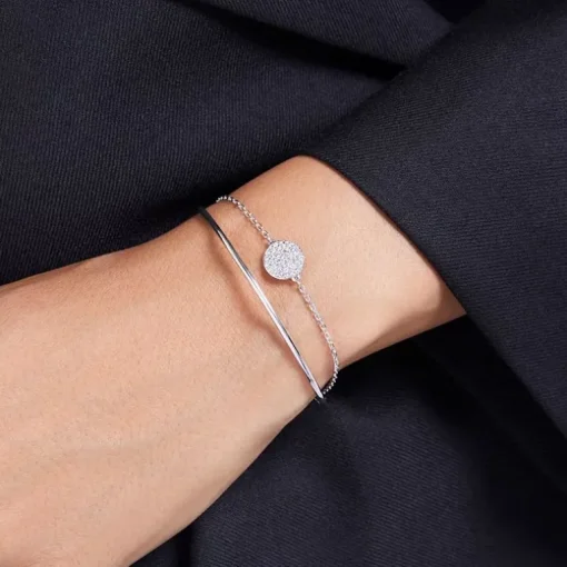 Bracelet Femme Jonc Swarovski Sublima Métal Argenté et Cristaux 5683447