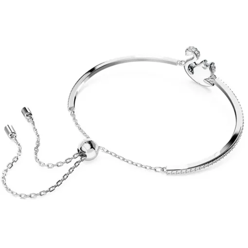 Bracelet Femme Jonc SWAROVSKI ICONIC SWAN BLEU Métal Rhodié Blanc
