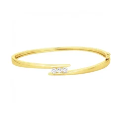 Bracelet femme jonc trilogie EDORA PLAQUE OR et oxydes