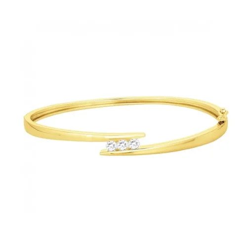 Bracelet femme jonc trilogie EDORA PLAQUE OR et oxydes