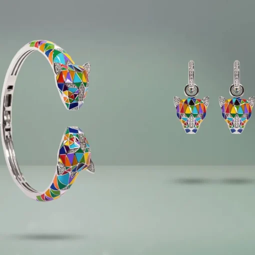 Bracelet Femme Jonc UNA STORIA FAUVE PANTHERE Argent 925/1000 Rhodié