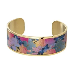 Bracelet Femme Manchette Louise's Garden Pink Paradise Acier Doré et Vernis MONA2209