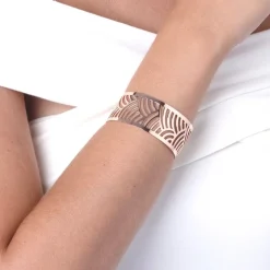 Bracelet femme Manchette PHEBUS acier Motif Japonais