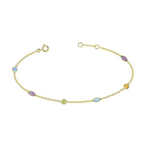 Bracelet Femme Multi-pierres OR 375/1000 Jaune et Pierres Fines