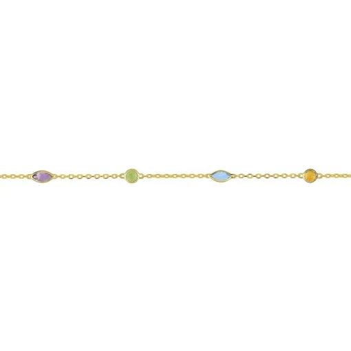 Bracelet Femme Multi-pierres OR 375/1000 Jaune et Pierres Fines