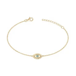 Bracelet Femme Oeil de Protection PLAQUE OR jaune et laque