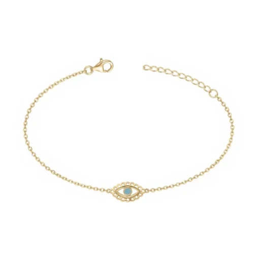 Bracelet Femme Oeil de Protection PLAQUE OR jaune et laque