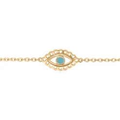 Bracelet Femme Oeil de Protection PLAQUE OR jaune et laque