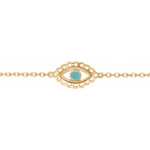 Bracelet Femme Oeil de Protection PLAQUE OR jaune et laque