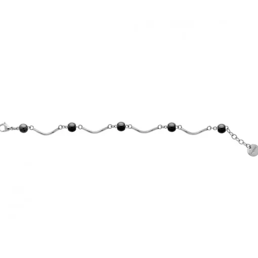 Bracelet Femme Ondulé EDORA Acier et Céramique Noire