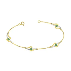 Bracelet Femme OR 375/1000 Bicolore et Emeraudes