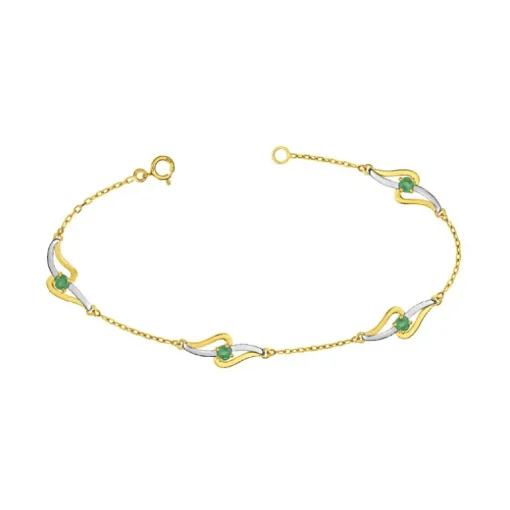 Bracelet Femme OR 375/1000 Bicolore et Emeraudes