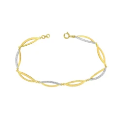 Bracelet Femme OR 375/1000 Bicolore et Oxydes