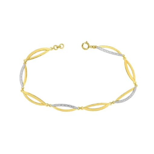 Bracelet Femme OR 375/1000 Bicolore et Oxydes