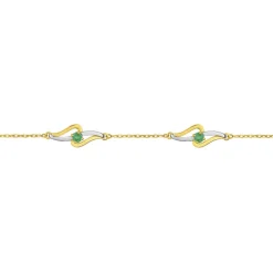 Bracelet Femme OR 375/1000 Bicolore et Emeraudes