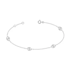 Bracelet Femme OR 375/100 Blanc et Oxydes