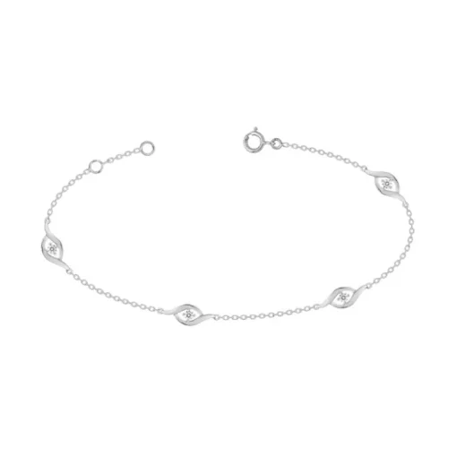 Bracelet Femme OR 375/100 Blanc et Oxydes