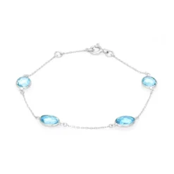 Bracelet Femme OR 375/1000 Blanc et Topazes