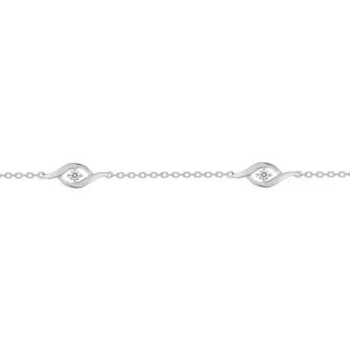 Bracelet Femme OR 375/100 Blanc et Oxydes