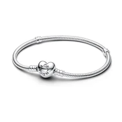 Bracelet Femme Pandora ARGENT 925/1000 Maille Serpent Fermoir Cœur 590719-20