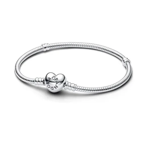 Bracelet Femme Pandora ARGENT 925/1000 Maille Serpent Fermoir Cœur 590719-20