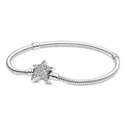 Bracelet Femme PANDORA MAILLE SERPENT 17CM FERMOIR ÉTOILE ASYMÉTRIQUE Argent 925/1000