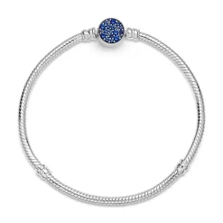 Bracelet Femme PANDORA MAILLE SERPENT 19 CM FERMOIR MÉDAILLON BLEU SCINTILLANT Argent 925/1000