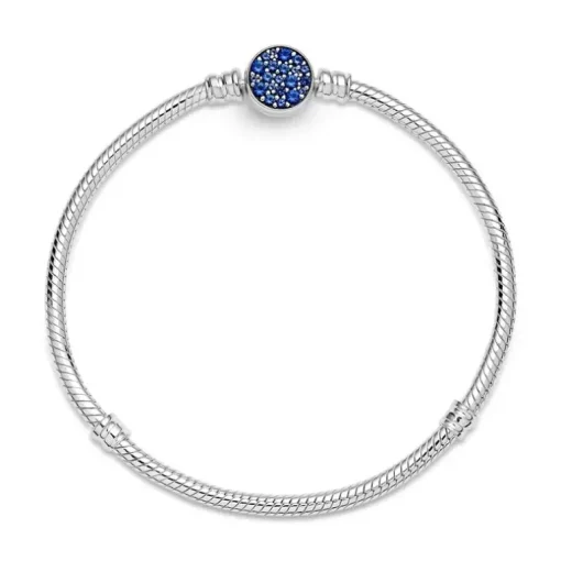 Bracelet Femme PANDORA MAILLE SERPENT 19 CM FERMOIR MÉDAILLON BLEU SCINTILLANT Argent 925/1000