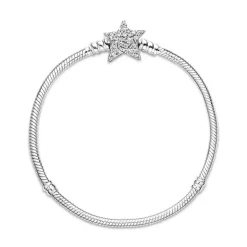 Bracelet Femme PANDORA MAILLE SERPENT 17CM FERMOIR ÉTOILE ASYMÉTRIQUE Argent 925/1000