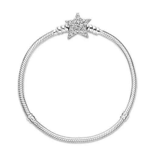 Bracelet Femme PANDORA MAILLE SERPENT 17CM FERMOIR ÉTOILE ASYMÉTRIQUE Argent 925/1000