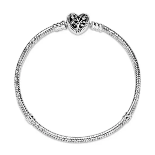 Bracelet Femme PANDORA MAILLE SERPENT 19 CM FERMOIR CŒUR ARBRE DE VIE Argent 925/1000