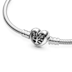 Bracelet Femme PANDORA MAILLE SERPENT 19 CM FERMOIR CŒUR ARBRE DE VIE Argent 925/1000