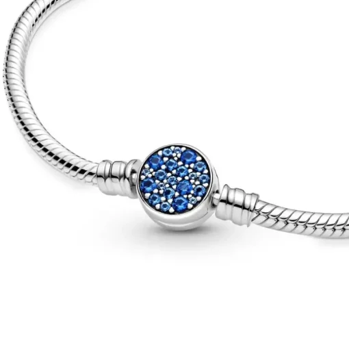 Bracelet Femme PANDORA MAILLE SERPENT 19 CM FERMOIR MÉDAILLON BLEU SCINTILLANT Argent 925/1000