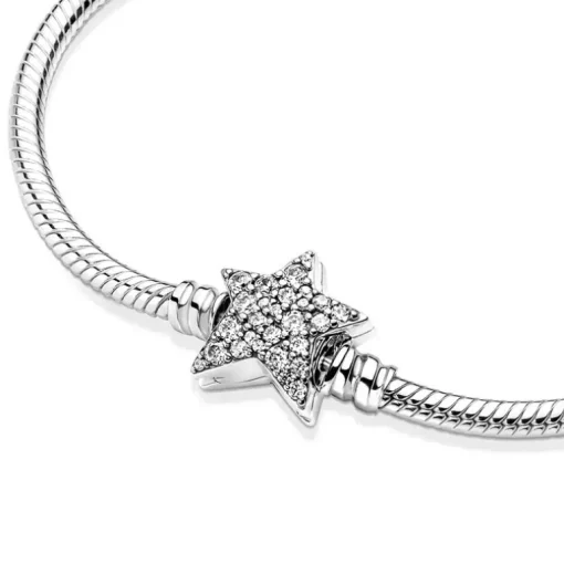 Bracelet Femme PANDORA MAILLE SERPENT 17CM FERMOIR ÉTOILE ASYMÉTRIQUE Argent 925/1000