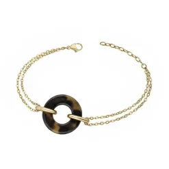 Bracelet femme PHEBUS acier doré et acetate