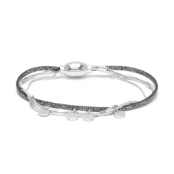 Bracelet Femme Rosalie Argent sparkling FLOWERS FOR ZOE Cuir et Métal Argenté