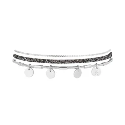 Bracelet Femme Rosalie Argent sparkling FLOWERS FOR ZOE Cuir et Métal Argenté