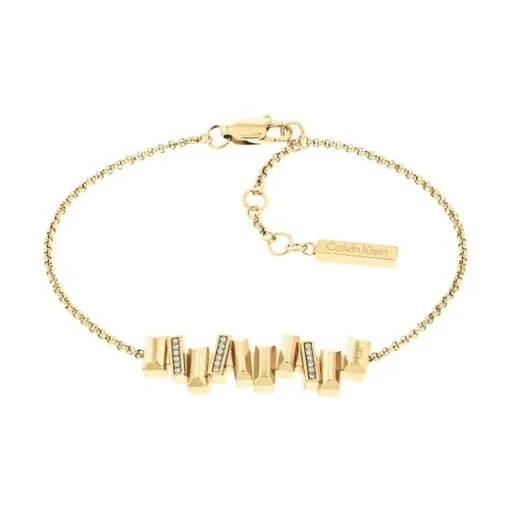 Bracelet Femme SCULPTURAL CALVIN KLEIN Acier doré et cristaux