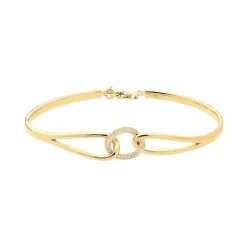 Bracelet femme semi-rigide EDORA PLAQUE OR et oxydes